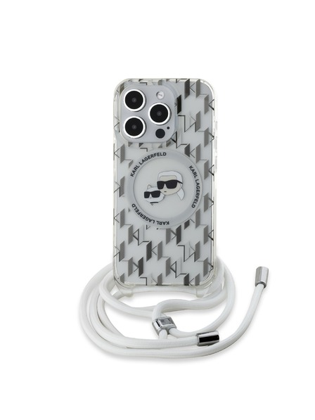 Karl Lagerfeld Karl Lagerfeld IML Monogram Crossbody K&CH Heads MagSafe Zadní Kryt pro iPhone 15 Pro Max Transparent