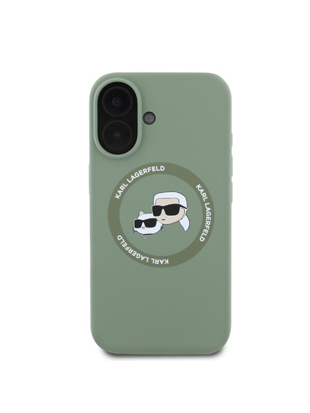 Karl Lagerfeld Karl Lagerfeld Liquid Silicone K&CH Heads MagSafe Zadní Kryt pro iPhone 16 Kaki