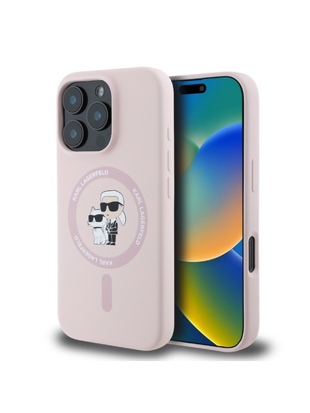 Karl Lagerfeld Karl Lagerfeld Liquid Silicone Karl and Choupette MagSafe Zadní Kryt pro iPhone 16 Pro Max Pink