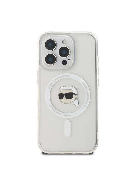 Karl Lagerfeld Karl Lagerfeld IML Karl Head Metal Frame MagSafe Zadní Kryt pro iPhone 16 Pro Max Transparent