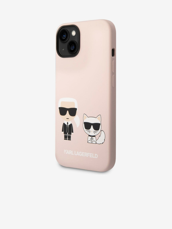 Karl Lagerfeld Karl Lagerfeld and Choupette Liquid Silicone Zadní Kryt pro iPhone 14 Plus Pink