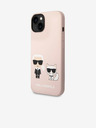 Karl Lagerfeld Karl Lagerfeld and Choupette Liquid Silicone Zadní Kryt pro iPhone 14 Plus Pink