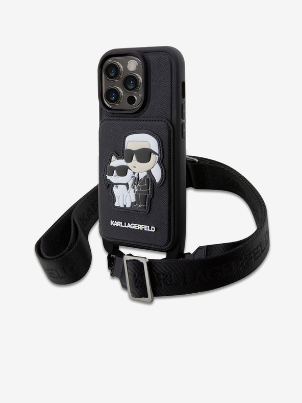 Karl Lagerfeld Karl Lagerfeld Saffiano Crossbody Popruh Karl and Choupette NFT Kryt pro iPhone 14 Pro Black