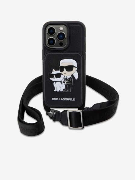 Karl Lagerfeld Karl Lagerfeld Saffiano Crossbody Popruh Karl and Choupette NFT Kryt pro iPhone 14 Pro Black