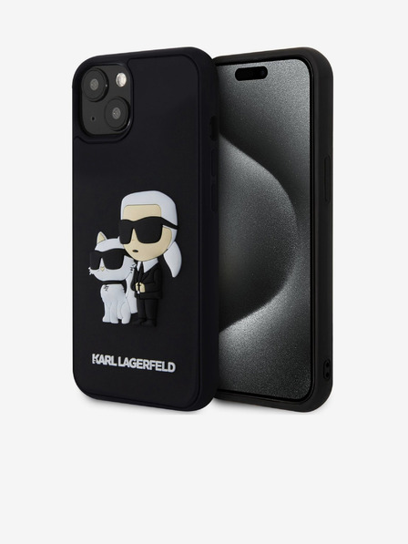 Karl Lagerfeld Karl Lagerfeld 3D Rubber Karl and Choupette Zadní Kryt pro iPhone 15 Black