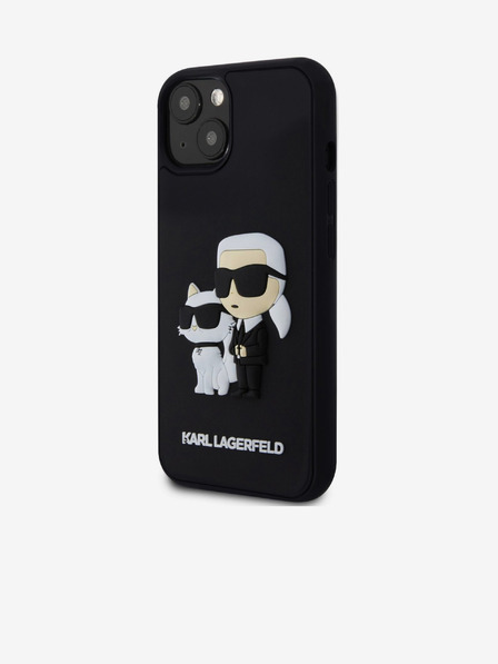 Karl Lagerfeld Karl Lagerfeld 3D Rubber Karl and Choupette Zadní Kryt pro iPhone 15 Black