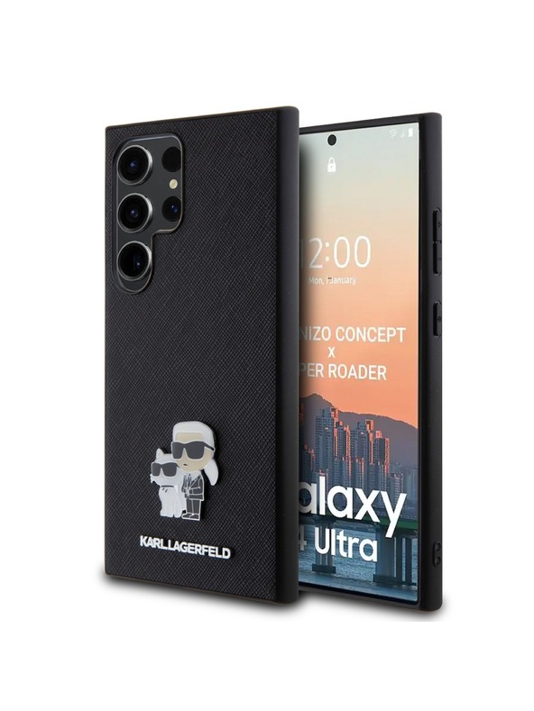 Karl Lagerfeld Karl Lagerfeld PU Saffiano Metal Karl and Choupette Zadní Kryt pro Samsung Galaxy S24 Ultra Black