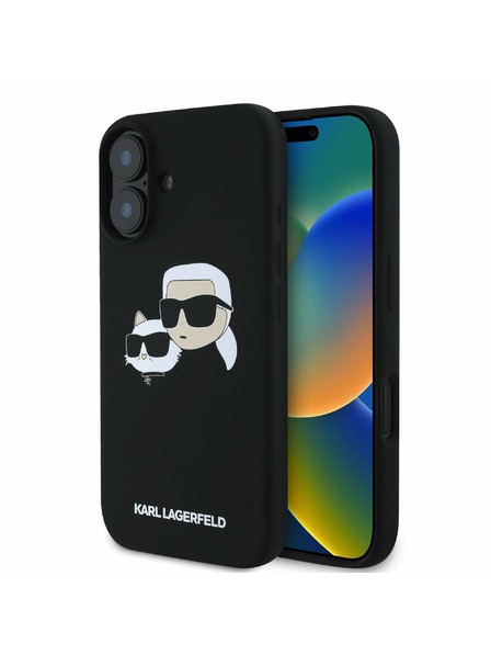 Karl Lagerfeld Karl Lagerfeld Liquid Silicone Double Heads MagSafe Zadní Kryt pro iPhone 16 Plus Black