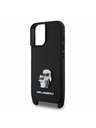 Karl Lagerfeld Karl Lagerfeld Saffiano Crossbody Popruh Metal Karl and Choupette Zadní Kryt pro iPhone 16 Black