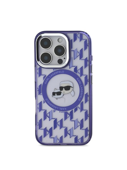 Karl Lagerfeld Karl Lagerfeld IML Monogram K&CH Heads MagSafe Zadní Kryt pro iPhone 16 Pro Max Purple