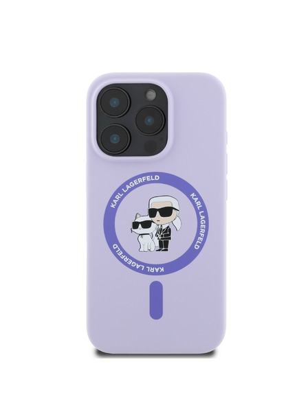 Karl Lagerfeld Karl Lagerfeld Liquid Silicone Karl and Choupette MagSafe Zadní Kryt pro iPhone 16 Pro Max Purple