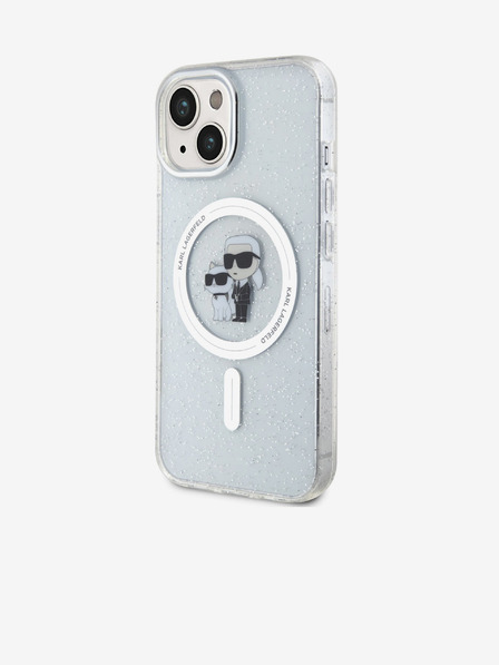 Karl Lagerfeld Karl Lagerfeld IML Glitter Karl and Choupette MagSafe Zadní Kryt pro iPhone 15 Transparent