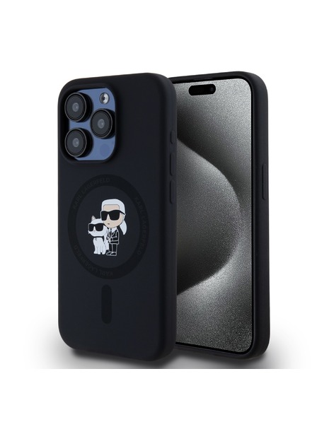 Karl Lagerfeld Karl Lagerfeld Liquid Silicone Karl and Choupette Magsafe Zadní Kryt pro iPhone 15 Pro Black