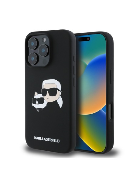 Karl Lagerfeld Karl Lagerfeld Liquid Silicone Double Heads MagSafe Zadní Kryt pro iPhone 16 Pro Black