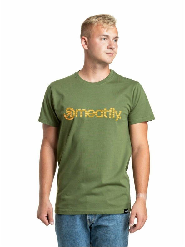 Meatfly Meatfly pánské tričko Striped Logo Olive | Zelená | Velikost S | 100% bavlna