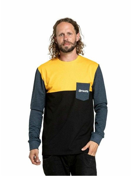 Meatfly Meatfly pánské tričko s dlouhým rukávem Harvey Deep Yellow/Navy Heather | Žlutá | Velikost