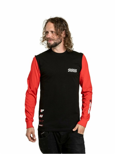 Meatfly Meatfly pánské tričko s dlouhým rukávem Appex Bright Red/Black