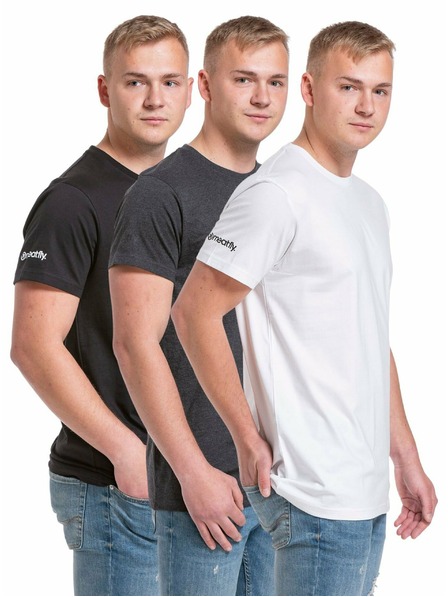 Meatfly Meatfly balení pánských triček Basic Multipack Black/Charcoal Heather/White | Černá | Velikost