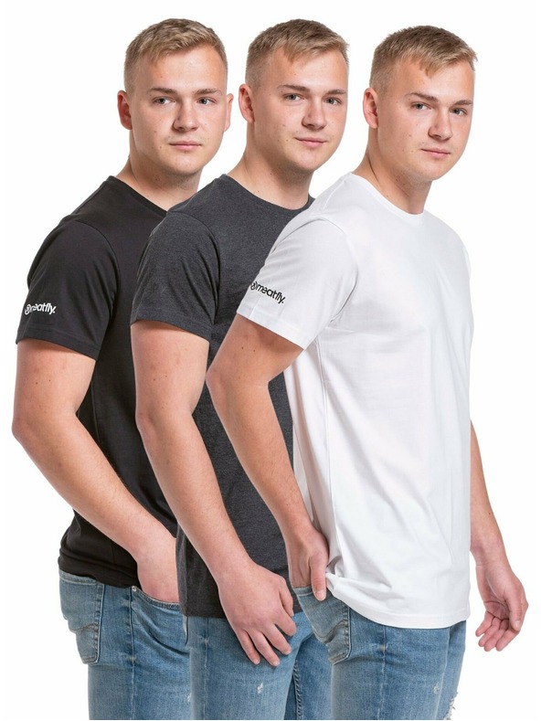 Meatfly Meatfly balení pánských triček Basic Multipack Black/Charcoal Heather/White | Černá | Velikost