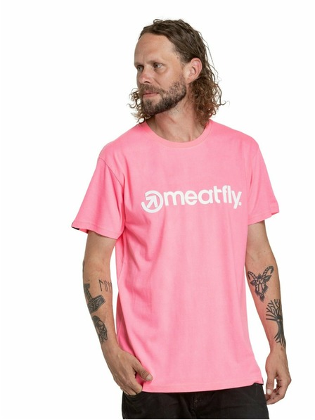 Meatfly Meatfly pánské tričko Joe Neon Pink/White | Bílá | Velikost S | 100% bavlna