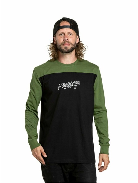 Meatfly Meatfly pánské tričko s dlouhým rukávem Judgement Olive/Black | Zelená | Velikost