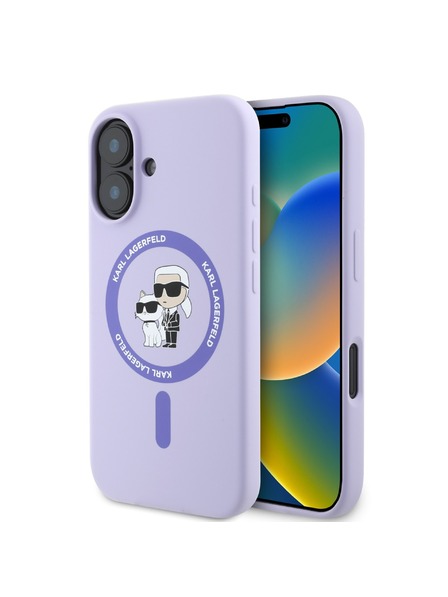 Karl Lagerfeld Karl Lagerfeld Liquid Silicone Karl and Choupette MagSafe Zadní Kryt pro iPhone 16 Purple