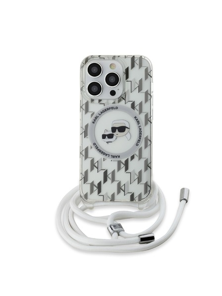 Karl Lagerfeld Karl Lagerfeld IML Monogram Crossbody K&CH Heads MagSafe Zadní Kryt pro iPhone 14 Pro Transparent