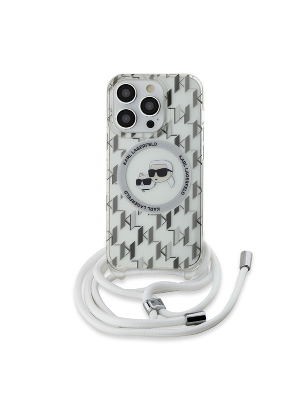 Karl Lagerfeld Karl Lagerfeld IML Monogram Crossbody K&CH Heads MagSafe Zadní Kryt pro iPhone 14 Pro Transparent