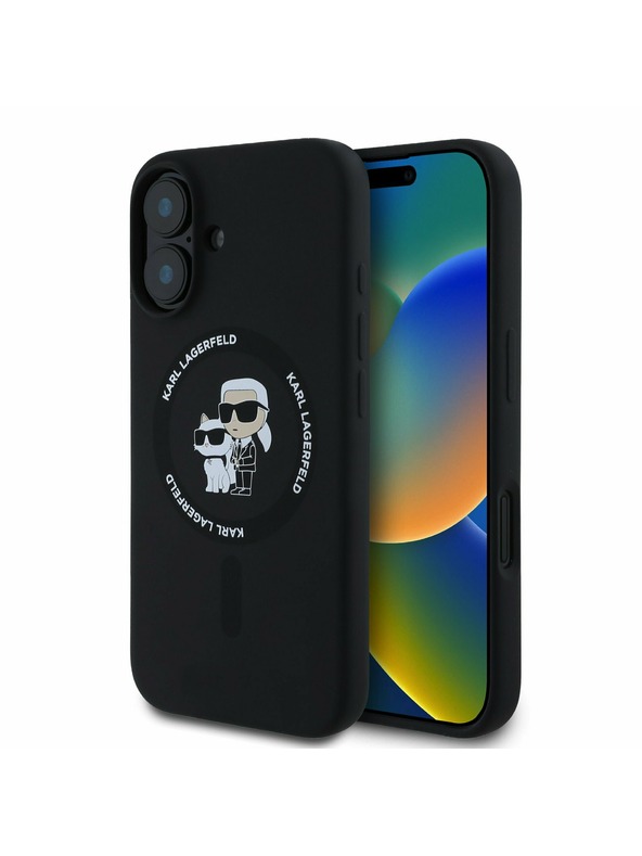 Karl Lagerfeld Karl Lagerfeld Liquid Silicone Karl and Choupette MagSafe Zadní Kryt pro iPhone 16 Black