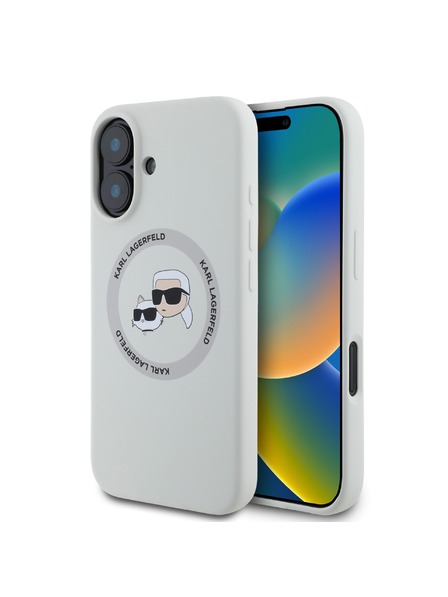 Karl Lagerfeld Karl Lagerfeld Liquid Silicone K&CH Heads MagSafe Zadní Kryt pro iPhone 16 Beige