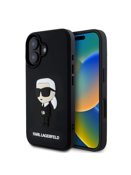 Karl Lagerfeld Karl Lagerfeld 3D Rubber Ikonik Zadní Kryt pro iPhone 16 Black