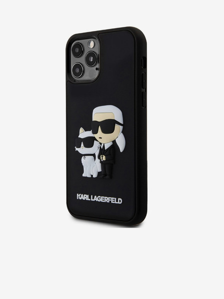 Karl Lagerfeld 3D Rubber Karl and Choupette Zadní Kryt pro iPhone 12/12 Pro Black Karl Lagerfeld