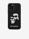 Karl Lagerfeld 3D Rubber Karl and Choupette Zadní Kryt pro iPhone 12/12 Pro Black Karl Lagerfeld