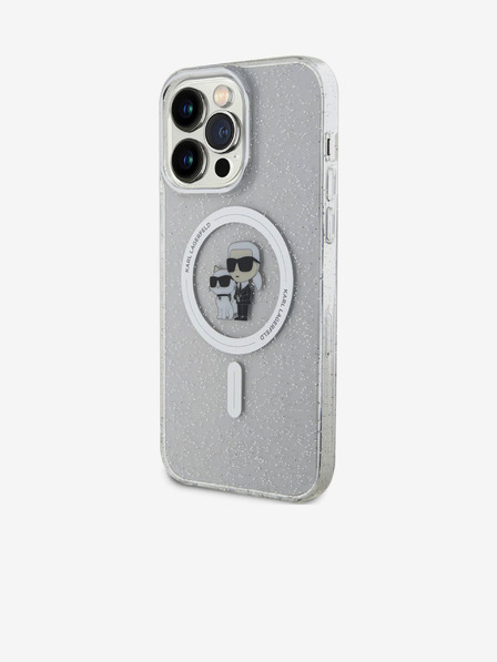 Karl Lagerfeld Karl Lagerfeld IML Glitter Karl and Choupette MagSafe Zadní Kryt pro iPhone 15 Pro Max Transparent