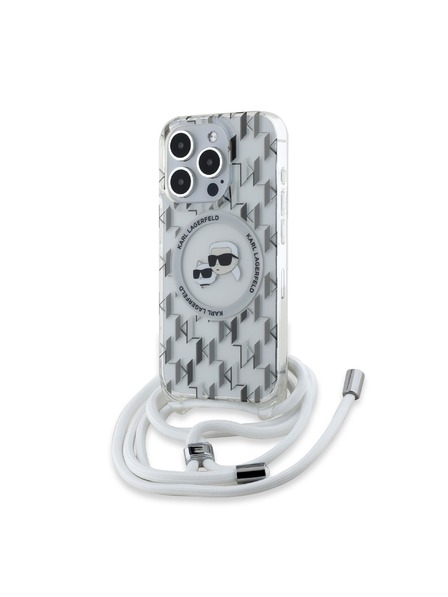 Karl Lagerfeld Karl Lagerfeld IML Monogram Crossbody K&CH Heads MagSafe Zadní Kryt pro iPhone 15 Pro Transparent