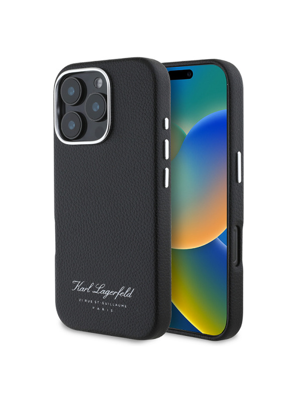 Karl Lagerfeld Karl Lagerfeld Grained PU Hotel RSG Zadní Kryt pro iPhone 16 Pro Black