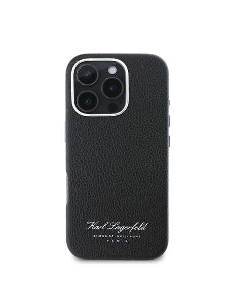 Karl Lagerfeld Karl Lagerfeld Grained PU Hotel RSG Zadní Kryt pro iPhone 16 Pro Black