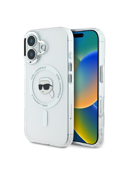 Karl Lagerfeld Karl Lagerfeld IML Karl Head Metal Frame MagSafe Zadní Kryt pro iPhone 16 Transparent