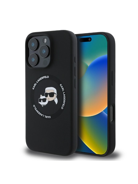 Karl Lagerfeld Karl Lagerfeld Liquid Silicone K&CH Heads MagSafe Zadní Kryt pro iPhone 16 Pro Max Black