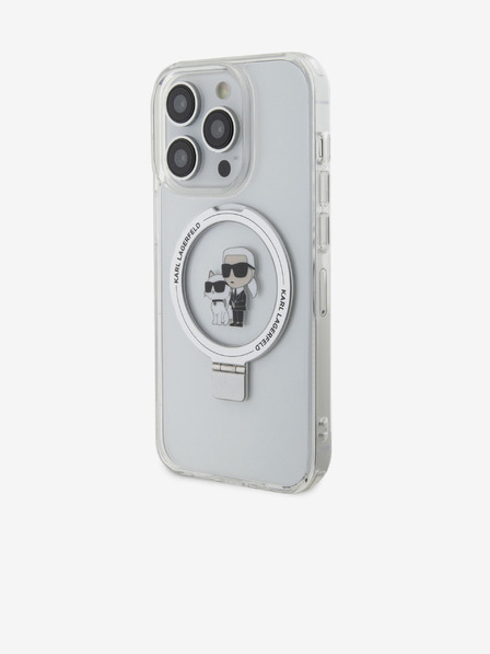 Karl Lagerfeld Karl Lagerfeld Ringstand Karl and Choupette MagSafe Zadní Kryt pro iPhone 15 Pro White
