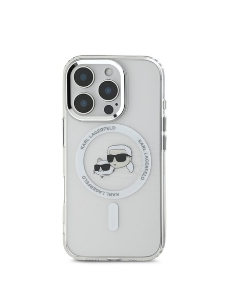Karl Lagerfeld Karl Lagerfeld IML K&CH Heads Metal Frame MagSafe Zadní Kryt pro iPhone 16 Pro Max Transparent