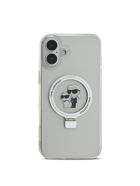 Karl Lagerfeld Karl Lagerfeld Ringstand Karl and Choupette MagSafe Zadní Kryt pro iPhone 16 Plus White