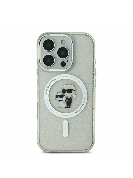 Karl Lagerfeld Karl Lagerfeld IML Glitter Karl and Choupette MagSafe Zadní Kryt pro iPhone 16 Pro Max Transparent
