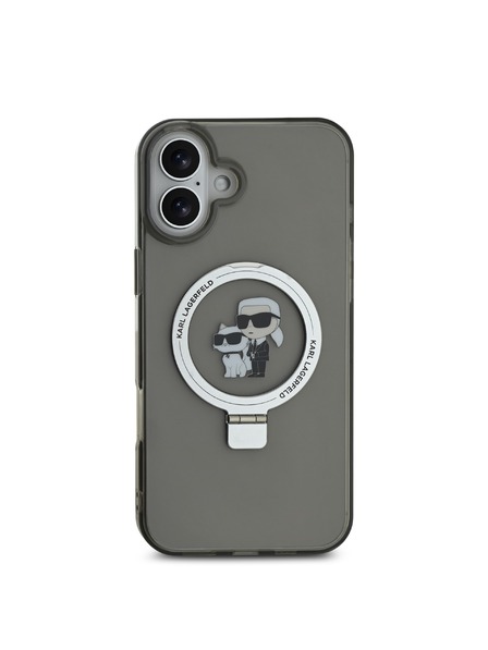 Karl Lagerfeld Karl Lagerfeld Ringstand Karl and Choupette MagSafe Zadní Kryt pro iPhone 16 Black