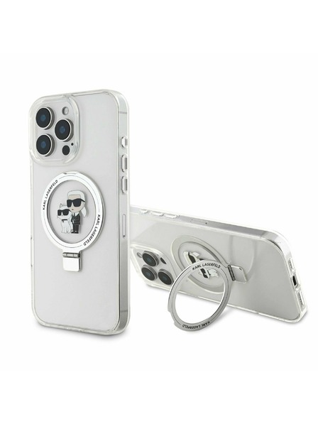 Karl Lagerfeld Karl Lagerfeld Ringstand Karl and Choupette MagSafe Zadní Kryt pro iPhone 16 Pro White