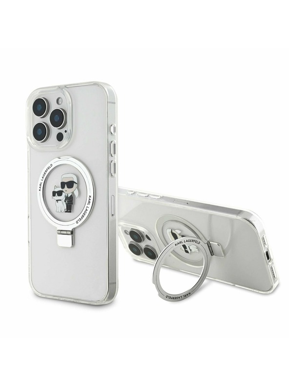 Karl Lagerfeld Karl Lagerfeld Ringstand Karl and Choupette MagSafe Zadní Kryt pro iPhone 16 Pro White