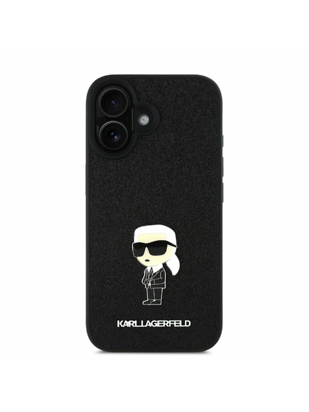 Karl Lagerfeld Karl Lagerfeld Fixed Glitter Metal Ikonik Zadní Kryt pro iPhone 16 Black