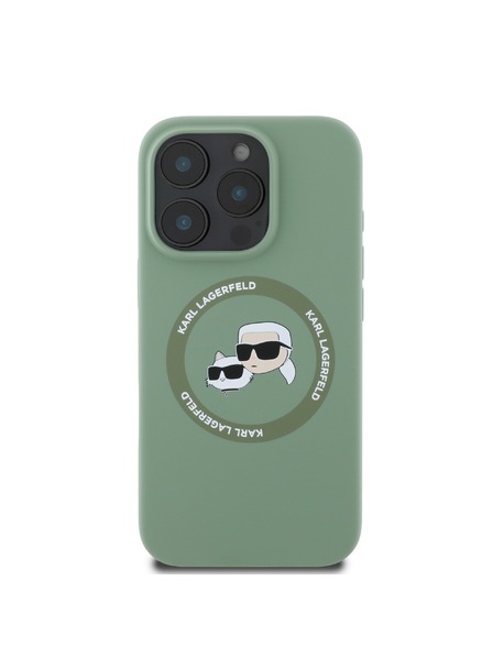 Karl Lagerfeld Karl Lagerfeld Liquid Silicone K&CH Heads MagSafe Zadní Kryt pro iPhone 16 Pro Max Kaki