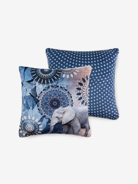 Hip Bedding 48 x 48 cm - Modrý vzorovaný oboustranný polštář s výplní Hip Bedding Bjirke
