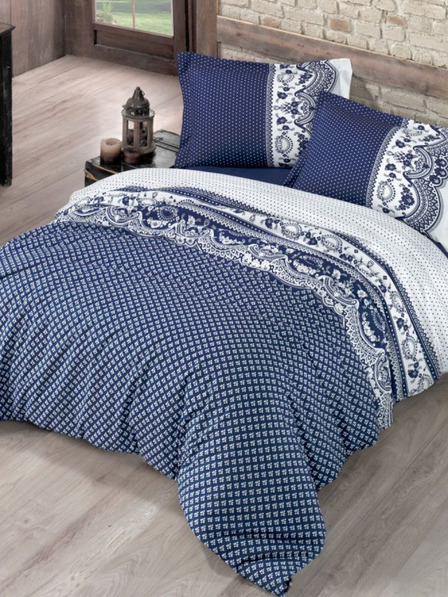 Kvalitex Francouzské bavlněné povlečení Standard Canzone modré 220x200, 70x90cm Kvalitex